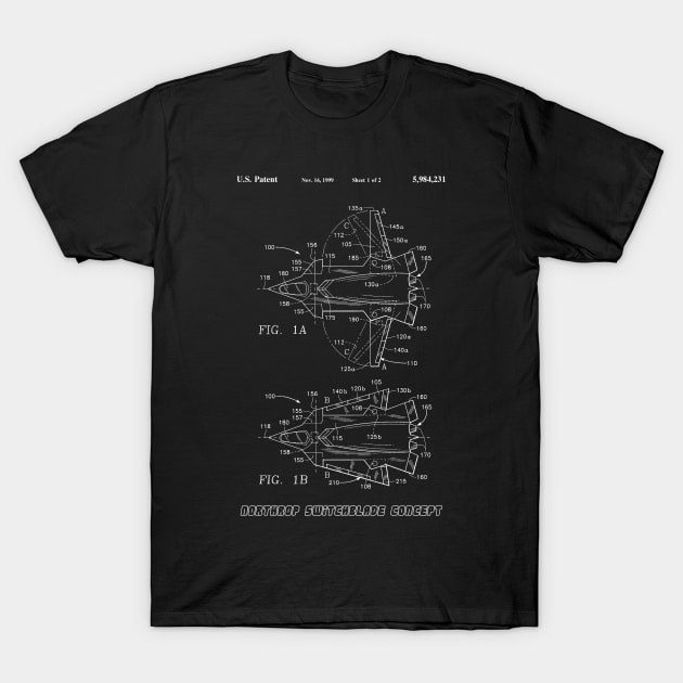 Northrop Switchblade Jet Concept (white) T-Shirt by Big Term Designs